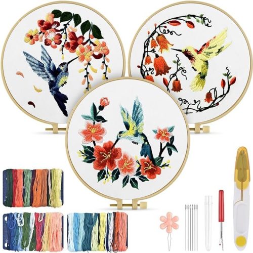 Hummingbird and Flower Embroidery Kit