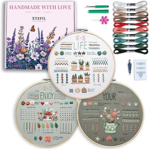 3 Pack Beginner Embroidery Kits for Adults DIY Starter Kit