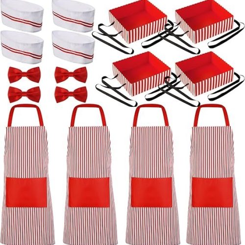 SATINIOR 16 Pcs Adult Waiter Costume Hot Dog Soda Jerk Movie Night Waiter