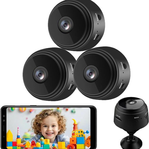 1 3 Pack Hidden Camera, WiFi Mini HD 1080P Wireless Camera for Home Office Security, Small Nanny Cam with Motion Sensor Night Vision, APP Control Camera for Baby, Pets(Video Only)