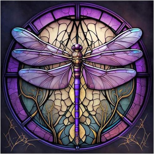 Stalente Diamond Painting Kits for Adults, 5D DIY Diamond Art Kits for Beginners Round Full Drill Diamond Painting for Home Wall Decoration Gift 12×12inch, Dragonfly