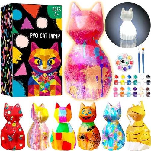 Goodyking Paint Your Own Cat Lamp Kit, DIY Cat Crafts Night Light