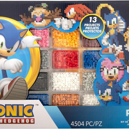 80-57249 Sonic The Hedgehog Deluxe Fused Bead Craft Activity Kit with 14 Projects, Multicolor, 4504 Pieces