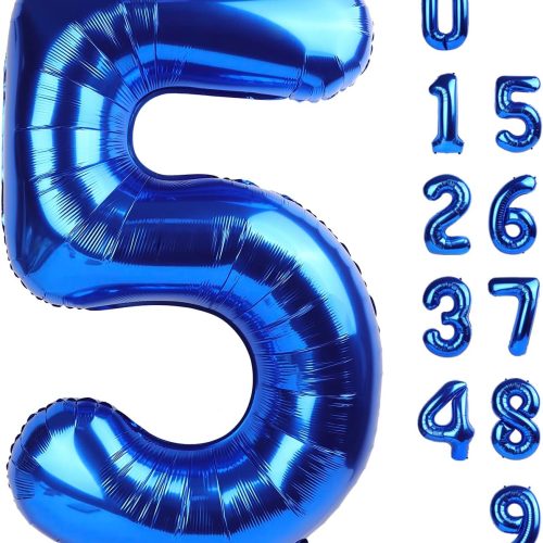 Number 5 Balloon 40 Inch for 5th Birthday Decorations, 15 25 35 50 Big Navy Blue Numbers Balloons for Wedding Party Decor