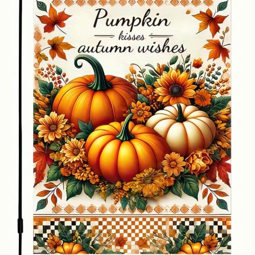 Fall Pumpkins Garden Flag Double Sided Polyester Thanksgiving Garden Flag Autumn Yard Home Proch Decoration Outdoor Indoor Banner 12 x 18 Inch