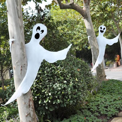 JOYIN Halloween 2 Pcs Tree Wrap Ghost Decoration Outdoor, 53” Bendable Flying Ghost for Trees Yard Lawn Garden Prop, Party Supplies, Haunted House Indoor Decor