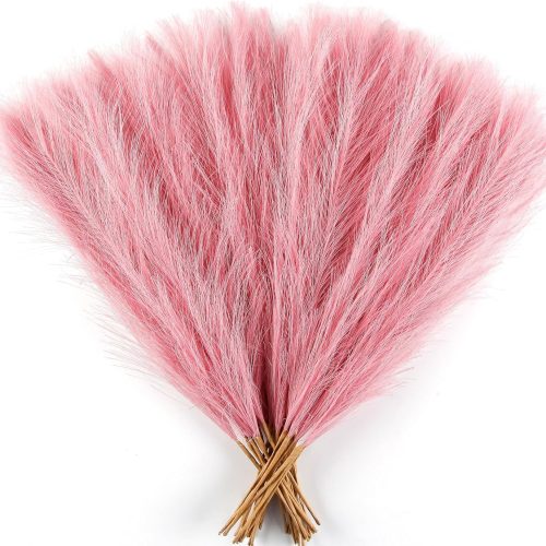 Pink Pampas Grass Small, 30 Pcs 17" Faux Pampas Grass Short Decor, Pompas Grass Flower Arrangement and Vase Filler for Boho Home Wedding Decoration
