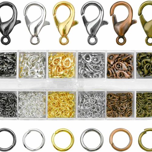 Lobster Claw Clasps & Open Jump Rings for Jewelry Making - Necklace Bracelet Chain Findings Kit - Silver Gold DIY Repair Supplies (6 Colors)