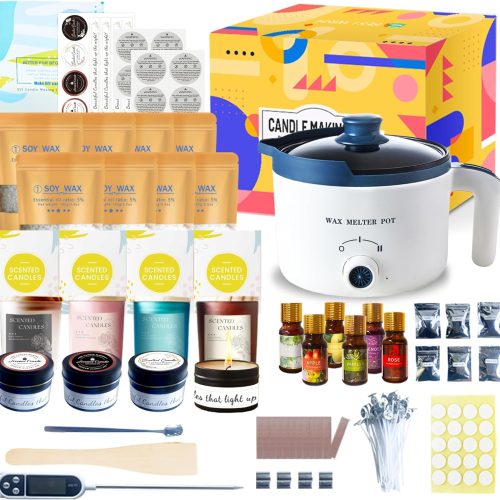 Candle Making Kit for Candles, Home DIY Candle Wax Kit with Glass Jars for Adult, Candle Maker Kit with Wax Melter for Art & Craft
