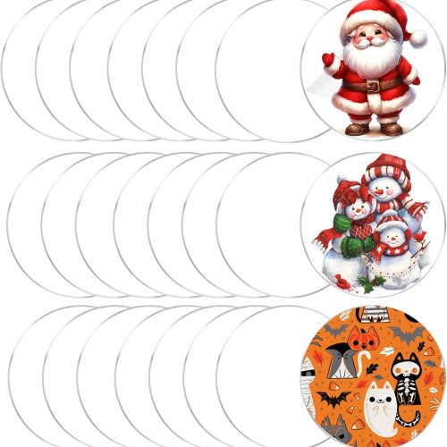24 Pcs 3'' Clear Acrylic Circles Sheet - Acrylic Round Discs for Cake Holders, Coasters, Picture Frame, Christmas & Halloween Decor, Engraving, Painting, Art Project, DIY Crafts
