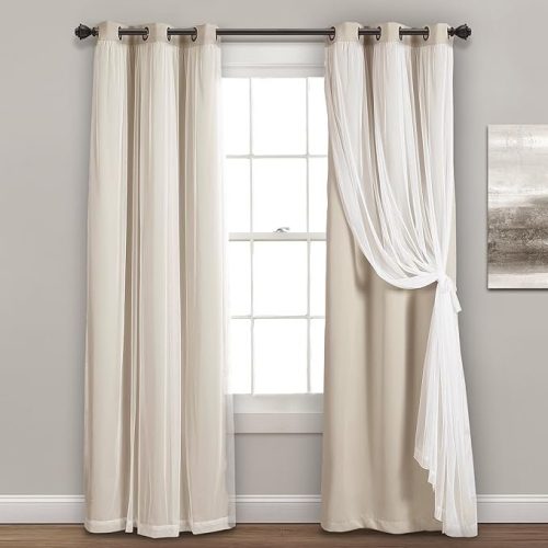 Lush Decor  Window Curtain Panels, Pair, 38"W x 84"L, Wheat