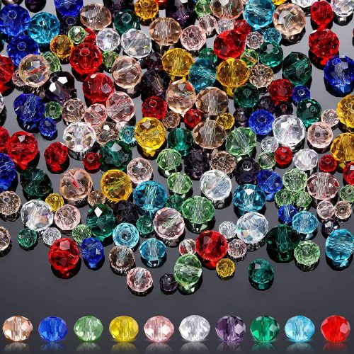 1 1000 Pcs Glass Beads Bulk Assorted Crystal Beads for Jewelry Making Colorful Faceted Briolette for DIY Craft, Jewelry Making, Necklace, Wristband 4 mm 6 mm 8 Mm(Fresh Color)