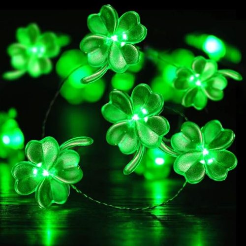 BOHON St Patricks Day Decorations Shamrocks String Lights Battery Operated with Remote 10 ft 40 LEDs Lucky Clover