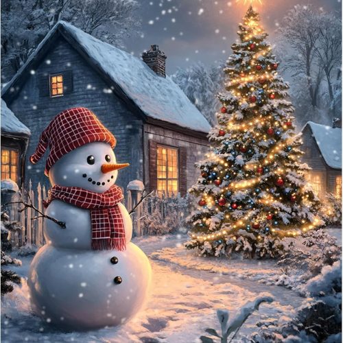 Diamond Art Kits for Adults Beginner, 5D Christmas Tree Diamond Painting Kits,Snowman Painting with Diamond,Full Round Drills Winter Gem Art for Christmas Wall Decor 12 x 16 in