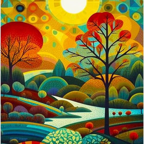 Diamond Painting Kits for Adults, 5D DIY Diamond Art Kits for Beginners, Full Drill Diamond Painting Kits for Home Wall Decor, Stained Glass Landscape, 12x16 Inch