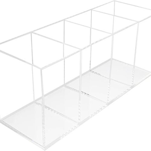 QPEY Acrylic Pen Holder 4 Compartments (Clear)