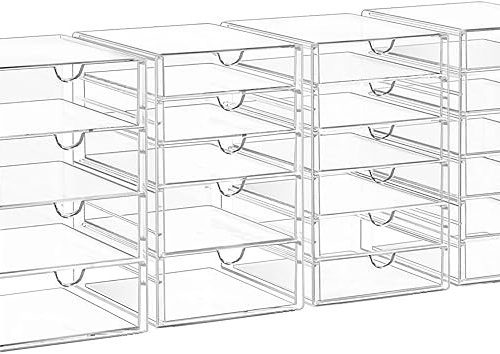 AMALEKO Acrylic Drawer Organizers 21 Drawers 4 Set