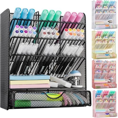 Spacrea Pencil Holder for Desk (Black)