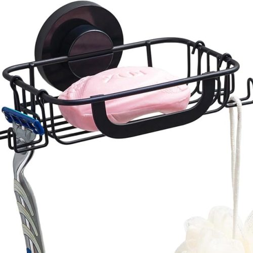 TAILI Soap Holder Soap Dish Suction Cup with Hooks, Soap Bar Holder for Shower Wall