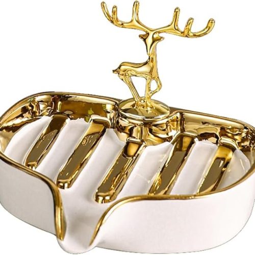 Virvia Soap Dish, Virvia Luxurious Ceramic Soap Dish Self Draining Soap Holder Tray