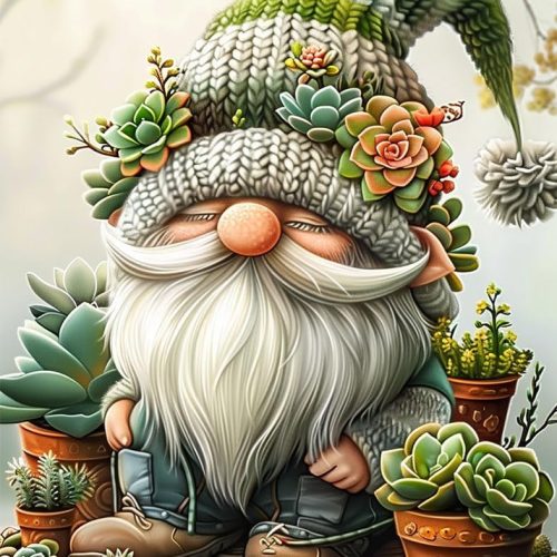 1 Succulents Painting by Number Kits for Adults Beginners-Succulents Plant Acrylic Oil Art Kits for Adults,Gnome Succulents Art Kits for Adults for Gift Home Wall Decor Gifts 16x20inch(Without Frame)