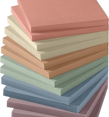 12 Pads, 3x3 inches, Aesthetic Vintage Self-Sticky Note Pads, Ideal for Office