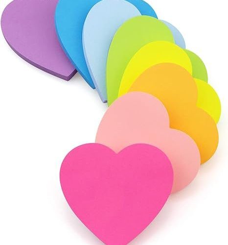SIMONA Heart Shape Sticky Notes 8 Color,75 Sheets