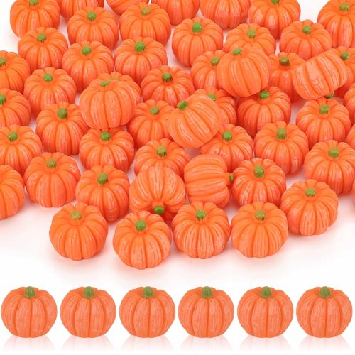 1 JUNEBRUSHS 50 Pcs Mini Pumpkins Fake Pumpkins Artificial Pumpkins Thanksgiving Ornaments for Vase Filler DIY Crafts Fall Halloween Party Supplies Home Table Decorations