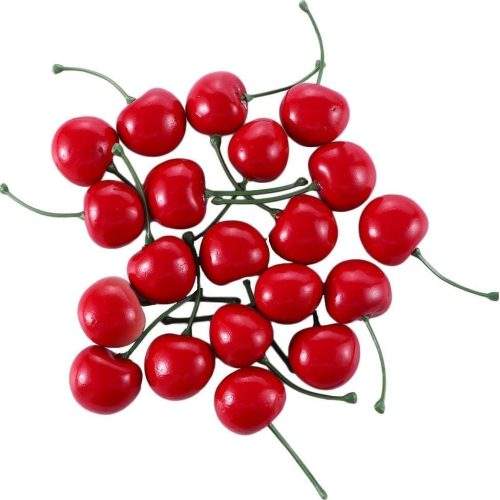 20 Pcs Red Artificial Cherries,Fake Cherries,Fake Fruit Decor Simulation Cherry Model Lifelike Fruit Cherry Ornament,Home Kitchen Party Decoration Desk Ornament Photography Prop Fake Candy,Fake Bake