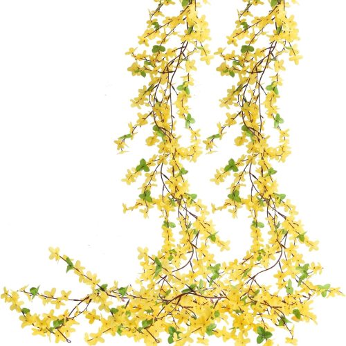 4pcs 23.6ft Silk Flower Garland Spring Garland Decor Fake Hanging Vines for Home Wall Home Party Wedding Indoor Outdoor Bedroom Wedding Decoration