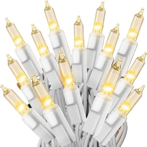 1 Holiday Pride White Christmas Tree Lights - 100 Count Clear White Lights String on White Wire - 24 Ft - Indoor/Outdoor Use - UL Listed - Static & Flashing Modes - Connectable