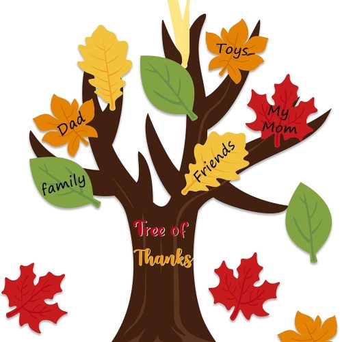 24 Pack Tree of Thanks Make Your Own Thanksgiving Tree Hanging Ornament, DIY Fall Thanksgiving Craft Kit Kids Classroom Autumn Thankful Art Project Activity Thanksgiving Party Home Decoration