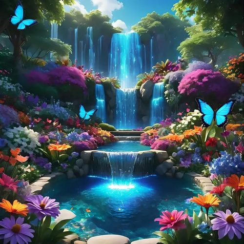 Landscape Scenery Diamond Art Kits for Adults Beginners, 5D DIY Full Round Drill Diamond Painting Kits Waterfall, Paint by Diamonds Dot Gem Art Crystal Flower Easy,Home Wall Decor 13.7X13.7Inch