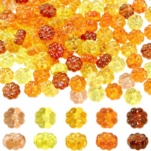 120Pcs Mini Pumpkins Ornaments Pumpkin Vase Filler Acrylic Pumpkin Crystals Gems Table Scatters for Fall Autumn Thanksgiving Halloween Decoration Party Favors Craft Supplies