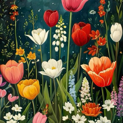 Wildflower Art Painting Kits for Adults, Full Drill Diamond Dots Paintings for Beginners, Round 5D Paint with Diamonds Pictures Gem Art Painting Kits DIY Crafts Kits 12x16inch