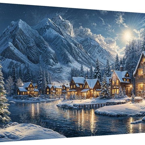 Large Christmas Diamond Art Kits for Adults 5D Winter Scene Diamond Painting Kits for Adults DIY Full Drill Christmas Tree Diamond Art Kits Moon Gem Art Kits for Home Wall Decor 27.5x15.7 Inch
