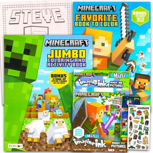 Minecraft Ultimate Coloring and Activity Book Set - Minecraft Coloring Bundle for Kids Coloring Pages, Mess Free Coloring, Stickers, More | Jumbo Video Game Coloring Books 4-8, 3-5, 8-12