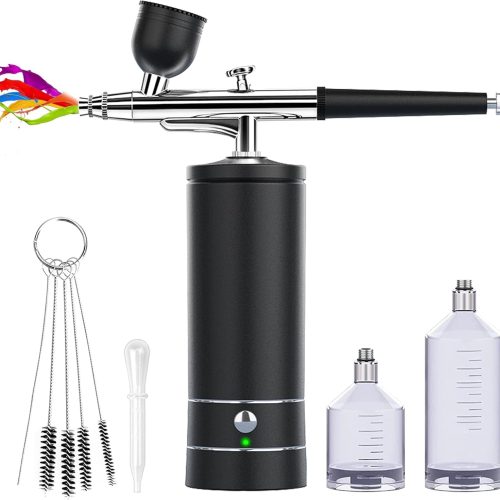 Airbrush Kit Rechargeable Cordless Airbrush Compressor - Airbrush Gun, Airbrush Set Portable Wireless Air Brush for Nail Art, Barber, Cake Decor, Makeup, Model Painting