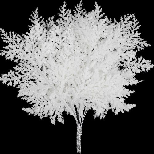 24pcs Artificial Pine Needles Glitter Christmas Floral Picks Branches Fake Floral Twig Picks Sprays for Christmas Tree Wreaths Floral Arrangement Home Holiday Decor,White
