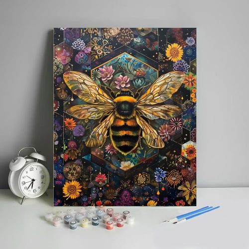Paint by Numbers Kit for Adults Flowers Bee Paint by Number Garden Flower Paint by Numbers for Adults Colorful Adult Painting by Numbers DIY Color by Number Decoration,16x20 Inch