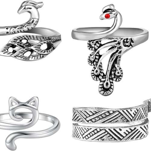 Adjustable Knitting Crochet Loop Ring 4 Pcs Crochet Ring for Finger Yarn Tension Rings Easy Crocheting Hand Knitting Supplies for Crochet Work for Women