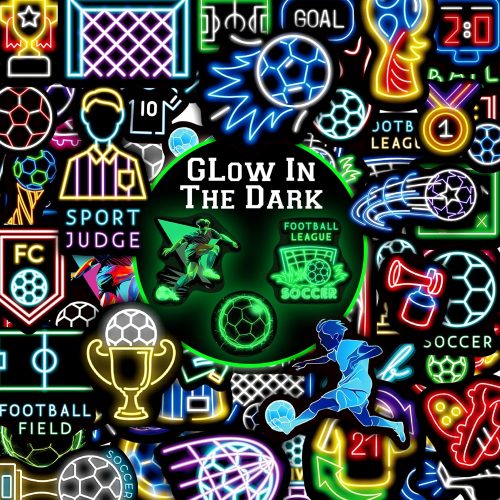 60 Pcs Glow in The Dark Cool Ball Mixed Sports Stickers for Water Bottle s, Waterproof Vinyl Soccer Basketball Volleyball Badminton Laptop Decals, Kids Teens Adults Skateboard Helmets Luggage Decor