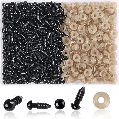 600 Pieces 6MM Safety Eyes with Washers Black Plastic Safety Eyes for Amigurumi Doll Crochet Eyes for DIY Crafts Stuffed Animals Making Supplies