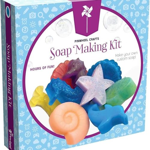 Soap Making Kit for Kids, DIY Complete Set with Molds, Scents, Dye, Glitter, Foaming Net