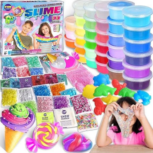 33 Cups Jumbo Slime Kit for Kids, FunKidz Premade Ultimate Slime Pack to DIY