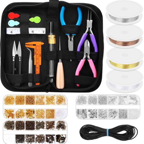 1 Jewelry Making Supplies Kit, Jewelry Making Kit with Jewelry Making Tools, Jewelry Wires and Jewelry Findings for Jewelry Making, Repair and Beading