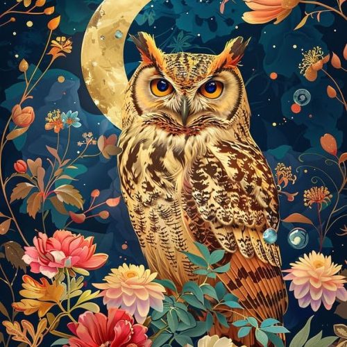 Kaliosy 5D Diamond Art Kits for Adults Brown Owl by Number Kits, Diamond Painting Art Night DIY Full Drill Crystal Craft Cross Stitch Embroidery Decoration (12x16 inch) 30x40 cm