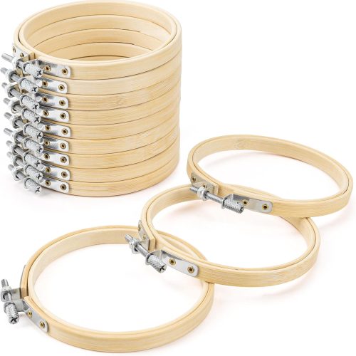 1 GIEMSON Embroidery Hoop 3 Inch 12 Pieces Small Embroidery Hoops Bamboo Circle Cross Stitch Hoop for Embroidery Art Craft Sewing