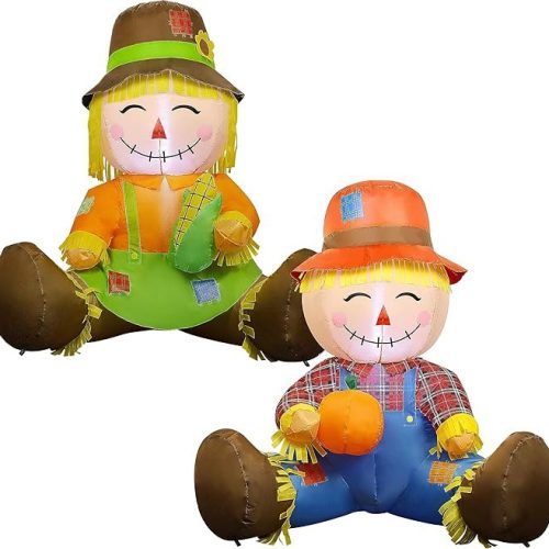 3.3FT Fall Inflatable Decoration, Set of 2 Air Blown Scarecrow Couples