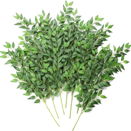 Floroom 12pcs 28'' Artificial Italian Ruscus Greenery Stems, Faux Hanging Greenery Spray & Best Fake Plants Filler for Wedding Bouquet, Centerpieces, Home Decorations